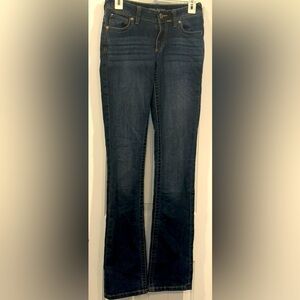 Maurice’s women’s dark slightly flared jeans; size 0-long